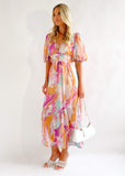 Zanette Midi Dress - Pink Swirl