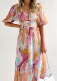 Zanette Midi Dress - Pink Swirl