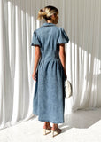 Acer Denim Midi Dress - Mid Blue