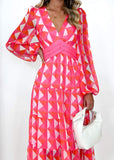 Larosse Maxi Dress - Pink Geo