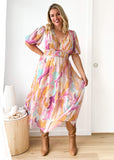 Zanette Midi Dress - Pink Swirl