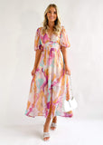 Zanette Midi Dress - Pink Swirl