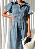 Acer Denim Midi Dress - Mid Blue