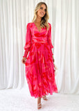 Graceline Maxi Dress - Magenta Leaf