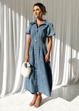 Acer Denim Midi Dress - Mid Blue