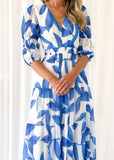 Isobel Midi Dress - Cobalt Leaf