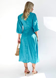 Tayina Linen Midi Dress - Teal