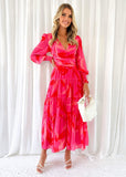 Graceline Maxi Dress - Magenta Leaf