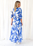 Isobel Midi Dress - Cobalt Leaf