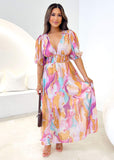 Zanette Midi Dress - Pink Swirl