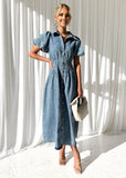 Acer Denim Midi Dress - Mid Blue